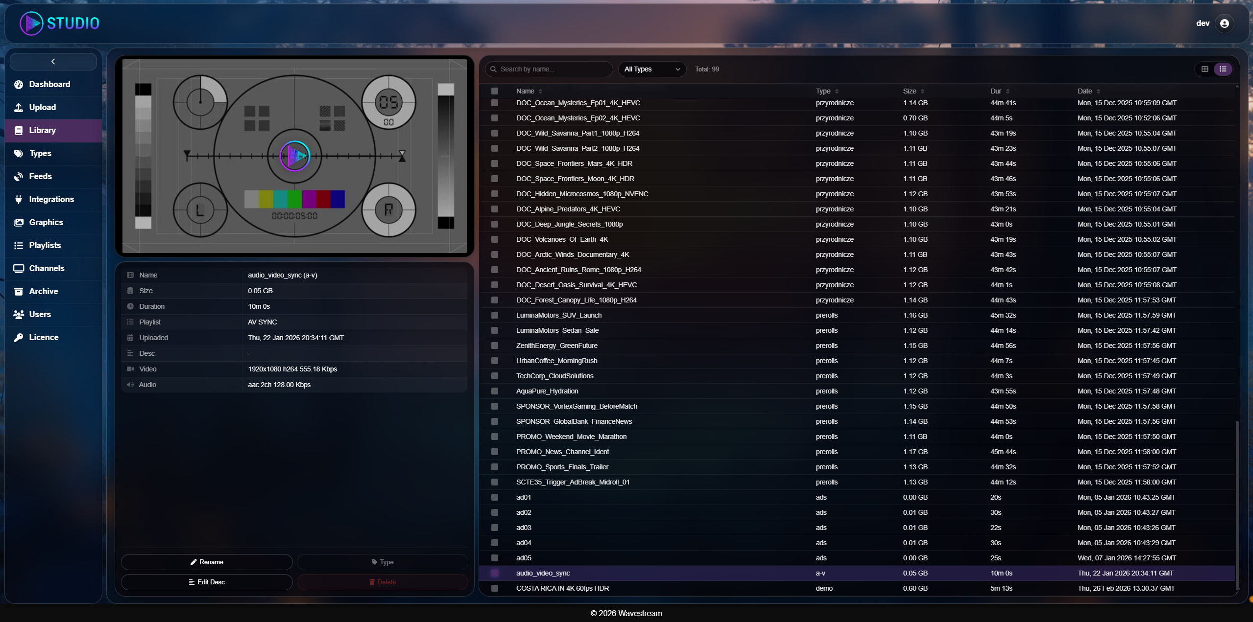 VOD library